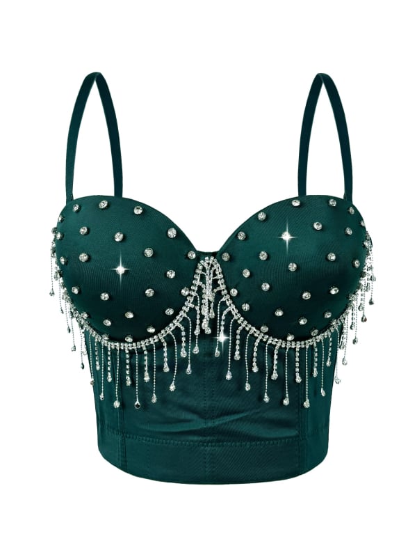 Camisole top s resicama i perlicama, sling stil, uski kroj, poliester, duljina ≤40 cm, odvojive naramenice