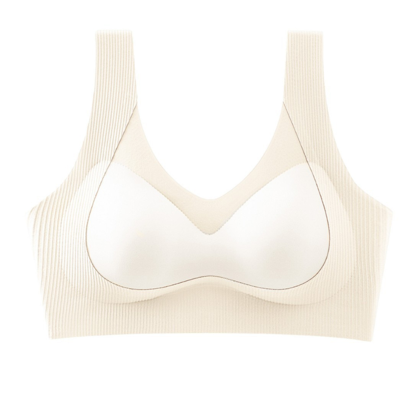 Сутиен без банели във жилетен стил с латексни чашки, ледено-сатен основен плат и подплата Nylon, фиксирани двойни презрамки, пълна чашка; функции: събиране, без следи под дрехите, повдигане, странично прибиране на гърди