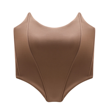 Без презрамки топ с рибена кост и вградени подплънки за бюста, нейлонов плат, тънки чашки, 7-щипково закопчаване, повдигане и оформяне на тялото, лятно издание 2025