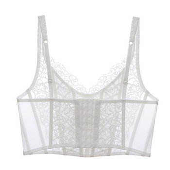 Френски стил дамски сутиен с тънка мрежеста дантела, ултра тънки чашки, чашка 3/4, дишащ, Push-Up ефект, странично подпомагане