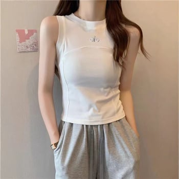 Slim-fit ujjatlan felső chest-wrap dizájnnal és fishbone varrással, kerek nyakú, 50-70% pamut, mikroelasztikus, dupla vállpánt, nyár 2024, nőknek