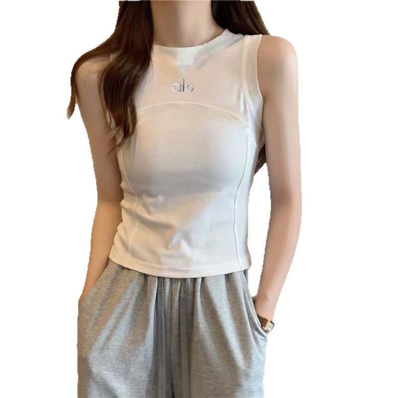 Slim-fit ujjatlan felső chest-wrap dizájnnal és fishbone varrással, kerek nyakú, 50-70% pamut, mikroelasztikus, dupla vállpánt, nyár 2024, nőknek