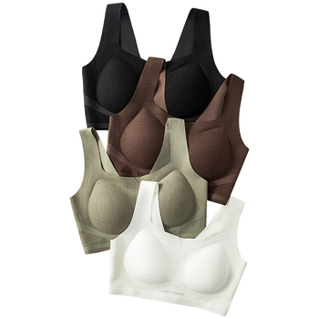 Be siūlių liemenėlė vestės stiliaus su 3D minkšta parama, šoninis suspaudimas ir kvadratinė iškirptė; trikampiai kaušeliai, vidutinio dydžio kaušelis, poliesterio audinys, padas nailonas