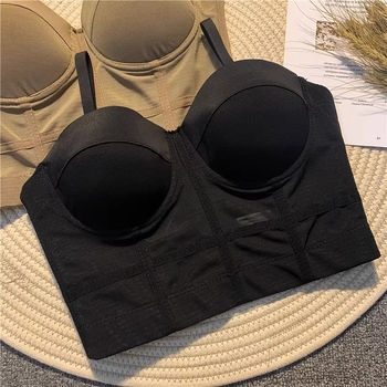 Тънък секси халтер-бюстие с рибена кост, 3/4 чашки, чашки от гъба, полиестер плат