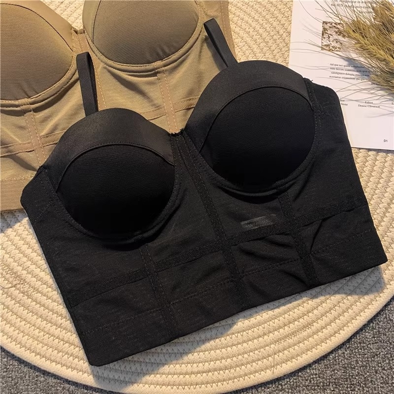 Тънък секси халтер-бюстие с рибена кост, 3/4 чашки, чашки от гъба, полиестер плат