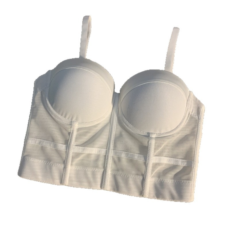 Тънък секси халтер-бюстие с рибена кост, 3/4 чашки, чашки от гъба, полиестер плат