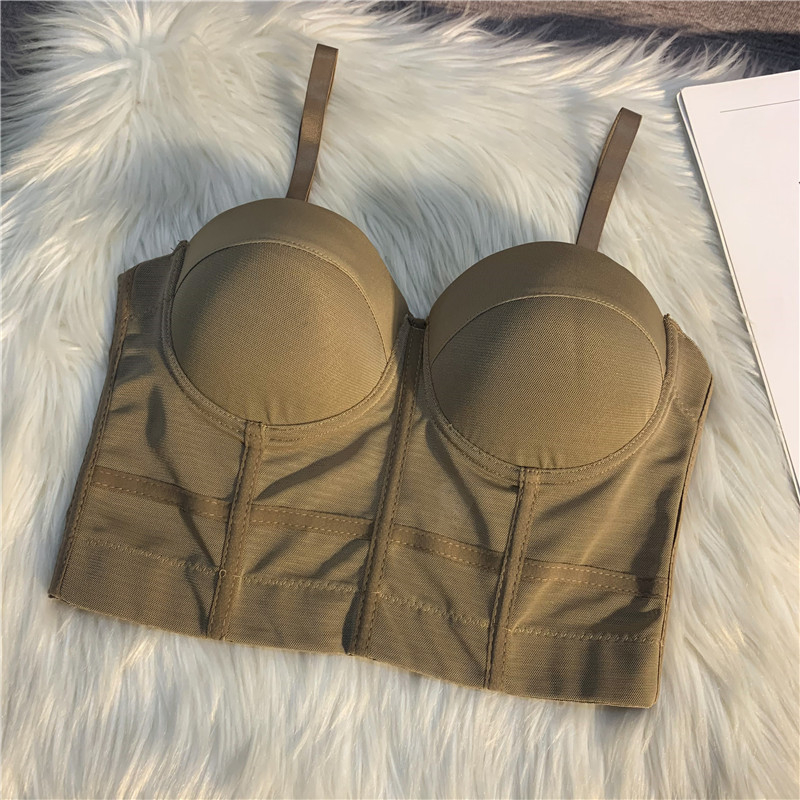 Тънък секси халтер-бюстие с рибена кост, 3/4 чашки, чашки от гъба, полиестер плат