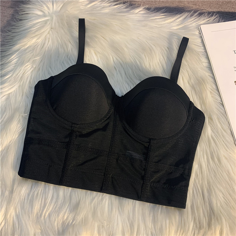 Тънък секси халтер-бюстие с рибена кост, 3/4 чашки, чашки от гъба, полиестер плат