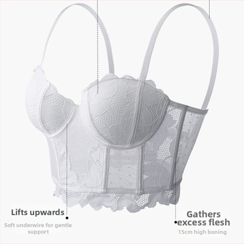 Prsný tvarujúci podprsenka s kosťami, 3/4 košík, nylonová čipka, odnímateľné ramienka, bočné zapínanie (3/4 košík; nylonová čipka; odnímateľné ramienka; bočné zapínanie)