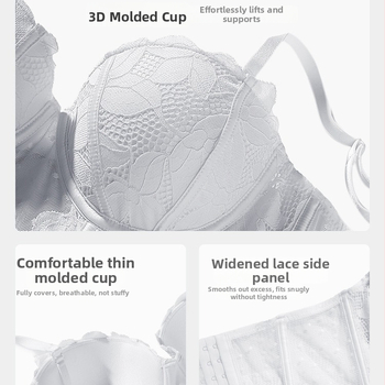 Prsný tvarujúci podprsenka s kosťami, 3/4 košík, nylonová čipka, odnímateľné ramienka, bočné zapínanie (3/4 košík; nylonová čipka; odnímateľné ramienka; bočné zapínanie)