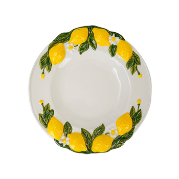 Byron Lemon Series keramička ploča – floralni uzorak pod glazurom, okruglog oblika, kompatibilna s mikrovalnom pećnicom, prilagodljivo