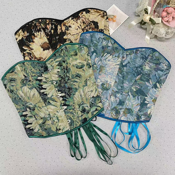 Корсет за тяло с фишбон ребра, дишащ полиестер плат, без презрамки, предно закопчаване, чашка 1/2, луксозен ретро стил