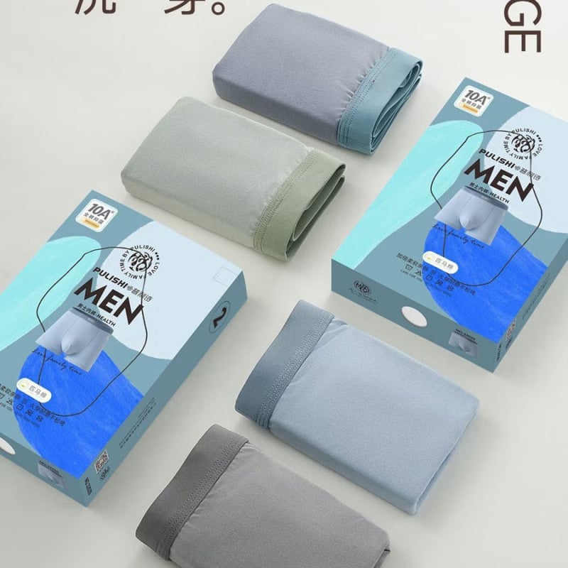 Ανδρικά μποξεράκια από βαμβάκι, με μέση στη μέση, αναπνέοντα, πλεκτά, σε συσκευασία κουτιού