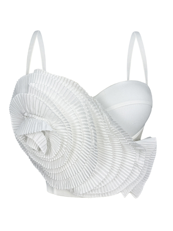 Top s trakama sling, uski kroj, ultra kratka duljina ≤40 cm, 3D cvjetni uzorak, odvojive naramenice