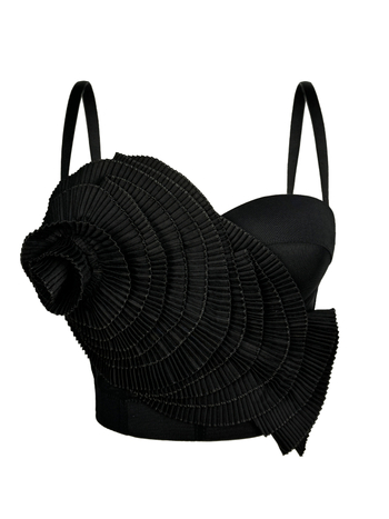 Top s trakama sling, uski kroj, ultra kratka duljina ≤40 cm, 3D cvjetni uzorak, odvojive naramenice