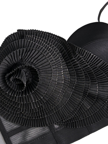 Top s trakama sling, uski kroj, ultra kratka duljina ≤40 cm, 3D cvjetni uzorak, odvojive naramenice