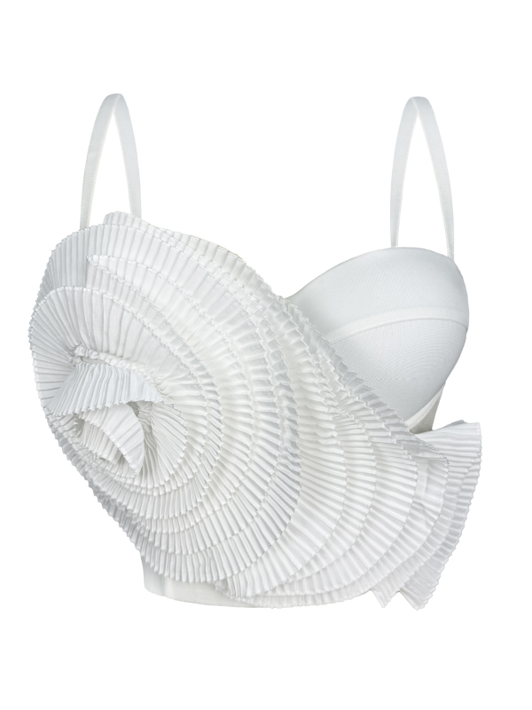 Top s trakama sling, uski kroj, ultra kratka duljina ≤40 cm, 3D cvjetni uzorak, odvojive naramenice