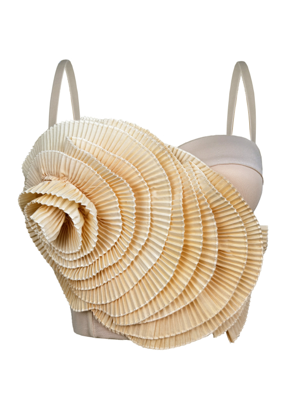 Top s trakama sling, uski kroj, ultra kratka duljina ≤40 cm, 3D cvjetni uzorak, odvojive naramenice