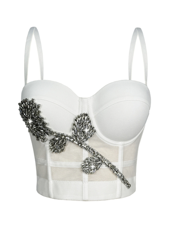 Slings style cami top s trodimenzionalnim rhinestone motivom, uski kroj, odvojive naramenice, poliester