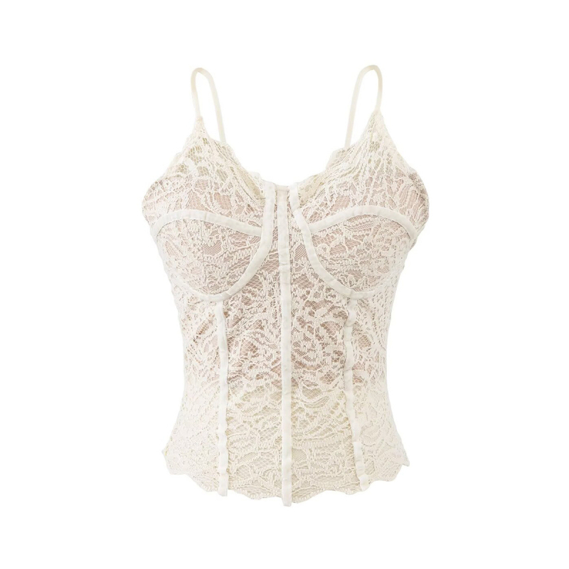 Francuski stil seksi grudnjak-cami s kostima i čipkom, s ugrađenim jastučićima, uski kroj, materijal nylon/spandeks