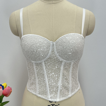 Талия-оформящ бюстие с рибешка кост и пайети – мрежеста материя, подвижни двойни презрамки