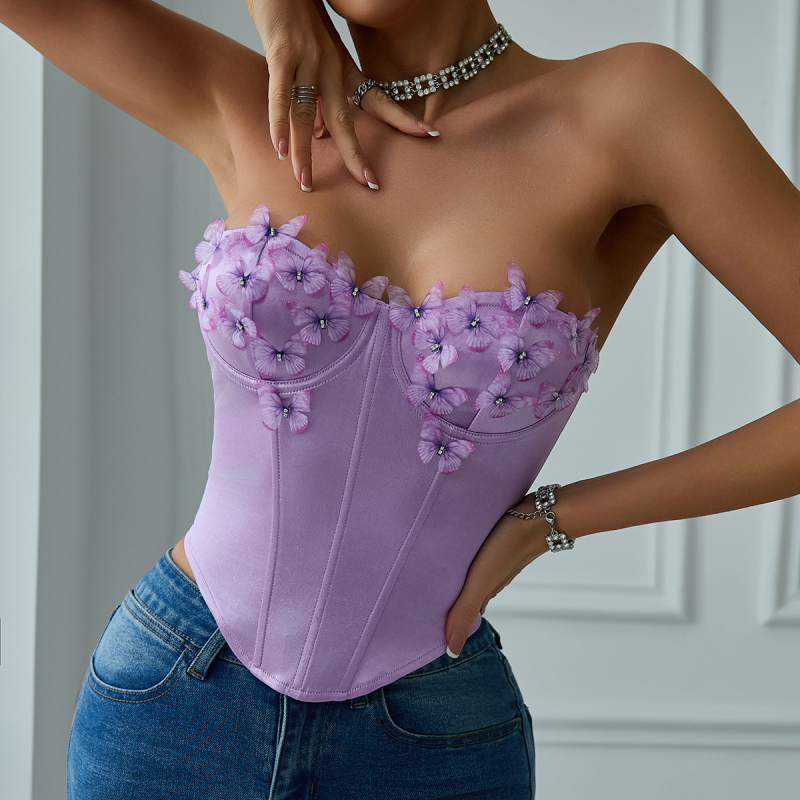 Tube top bez naramenica s abstraktnim printom, poliester 95%+, elastan <30%, ultra kratka duljina ≤40 cm, goth street stil