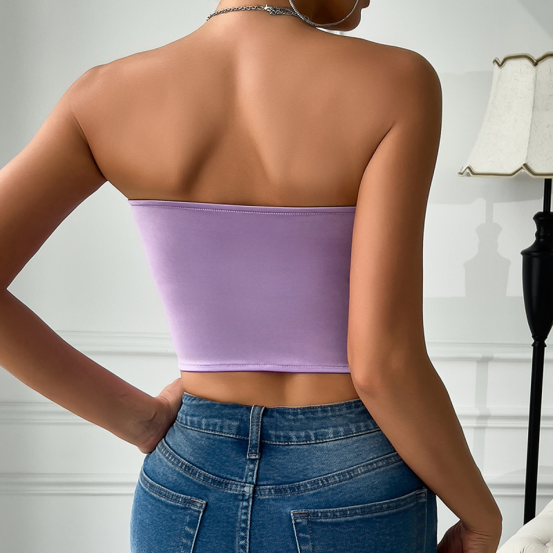 Tube top bez naramenica s abstraktnim printom, poliester 95%+, elastan <30%, ultra kratka duljina ≤40 cm, goth street stil