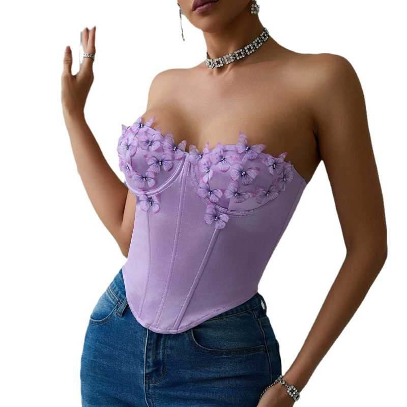Tube top bez naramenica s abstraktnim printom, poliester 95%+, elastan <30%, ultra kratka duljina ≤40 cm, goth street stil