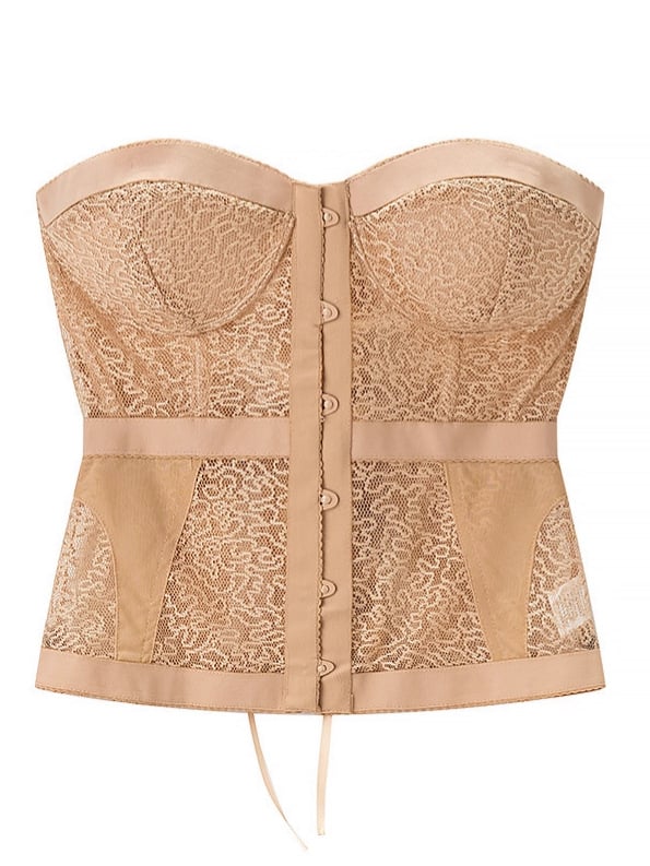 Γυναικεῖο Τοπ Χωρίς Τιράντες με Δομή Κορσέ και Δαντελένη Επένδυση, Στενή Γραμμή, Πολυεστέρας