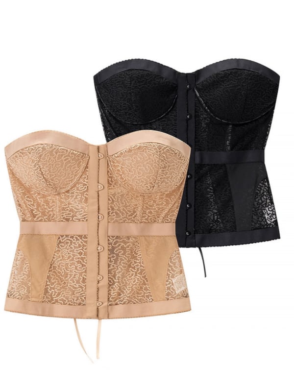 Γυναικεῖο Τοπ Χωρίς Τιράντες με Δομή Κορσέ και Δαντελένη Επένδυση, Στενή Γραμμή, Πολυεστέρας