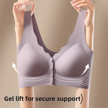 Priekiniai uždarymo maitinančio liemenė, belaidis, vest–stilius maitinančioms moterims (40–60 metų) — pilni puodeliai, vidutiniškai formuoti puodeliai, audinys Ice Silk/Nylon, pamušalas Spandex, petnešos fiksuotos dvigubos