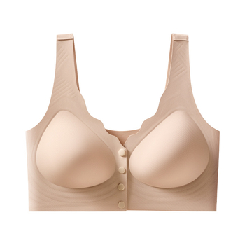 Priekiniai uždarymo maitinančio liemenė, belaidis, vest–stilius maitinančioms moterims (40–60 metų) — pilni puodeliai, vidutiniškai formuoti puodeliai, audinys Ice Silk/Nylon, pamušalas Spandex, petnešos fiksuotos dvigubos