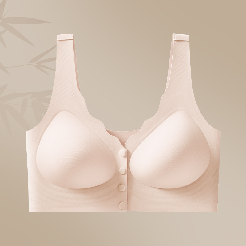 Priekiniai uždarymo maitinančio liemenė, belaidis, vest–stilius maitinančioms moterims (40–60 metų) — pilni puodeliai, vidutiniškai formuoti puodeliai, audinys Ice Silk/Nylon, pamušalas Spandex, petnešos fiksuotos dvigubos