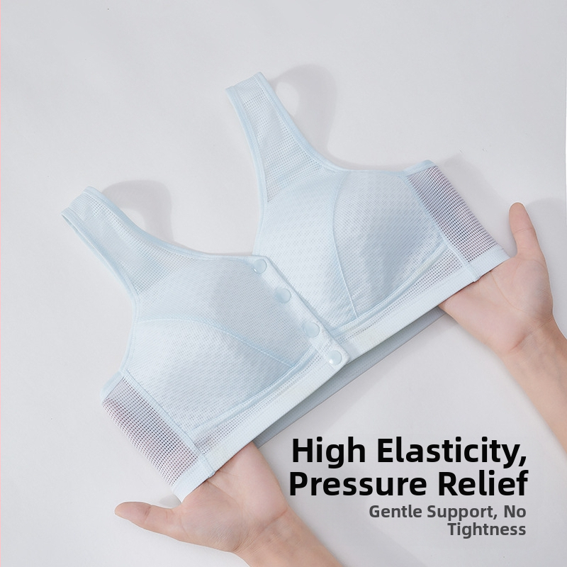 Dámska podprsenka v štýle vesty, priedušný nylon, bavlnená podšívka, plné košíčky, predné zapínanie sponou