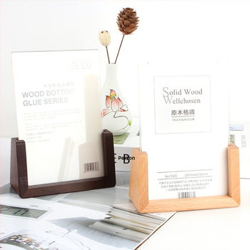 U formos medinis nuotraukų rėmelis su akrilo baze - beech mediena, šiuolaikinis minimalistinis stilius, stalinių kalendoriaus pagrindas, Mingxuan