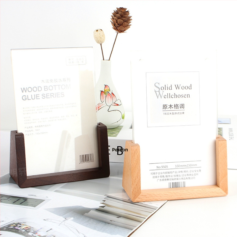 U formos medinis nuotraukų rėmelis su akrilo baze - beech mediena, šiuolaikinis minimalistinis stilius, stalinių kalendoriaus pagrindas, Mingxuan