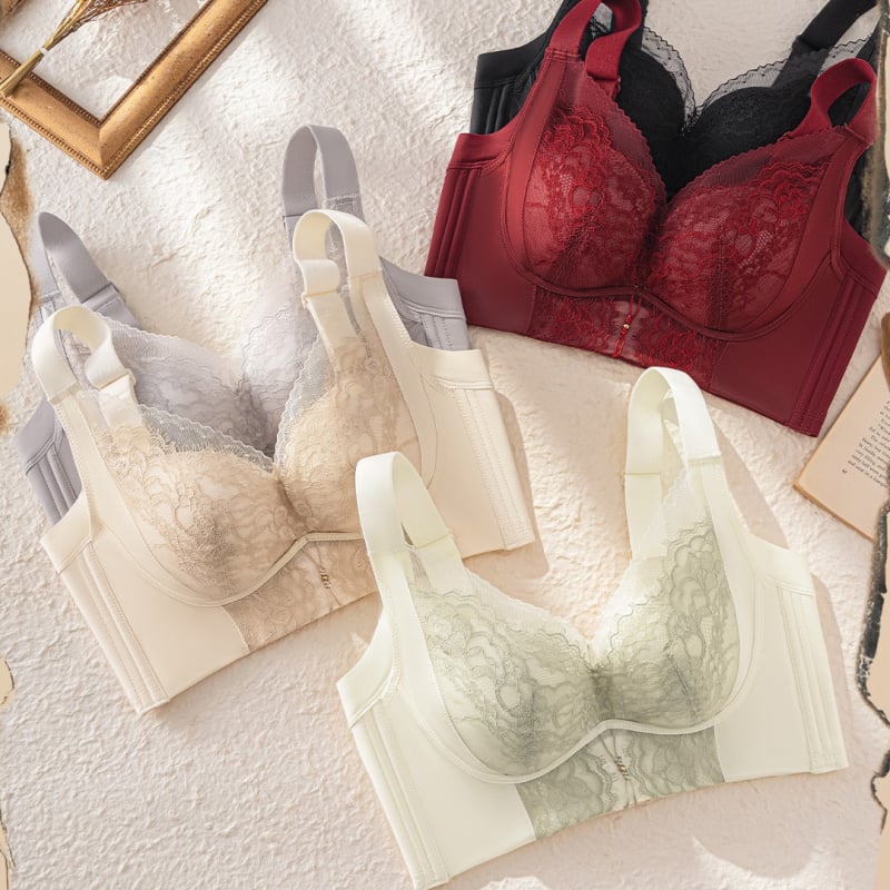 Дантелен повдигащ регулируем сутиен с 3/4 чаши, тънки формирани чаши, мек поддръжка, повдигане и против увисване