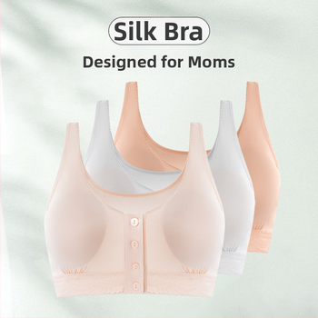 Mulberry šilko liemenėlė su priekinio užsegimo, ploni formuoti puodeliai, šilkinė įdėkla, fiksuoti dvigubi pečių dirželiai