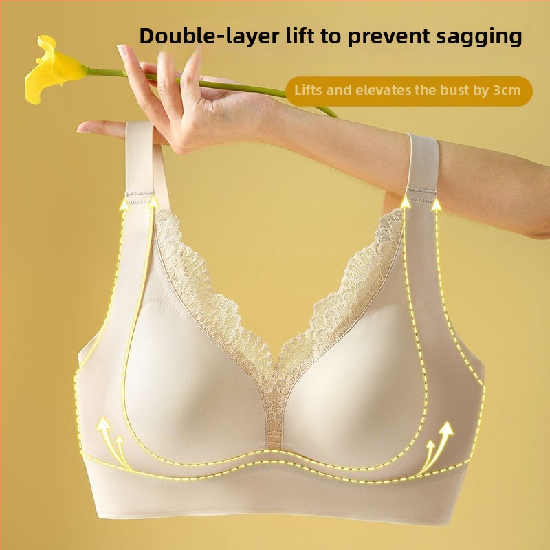 Μπούστο χωρίς ραφές με διπλό στρώμα για ανύψωση, ταινίες ζελέ για αποτροπή της χαλάρωσης, βαθύ ντεκολτέ σε V, χωρίς σύρμα, πλήρης κάλυψη με λεπτά διαμορφωμένα cups