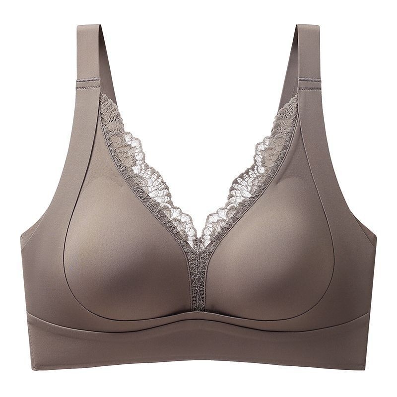 Μπούστο χωρίς ραφές με διπλό στρώμα για ανύψωση, ταινίες ζελέ για αποτροπή της χαλάρωσης, βαθύ ντεκολτέ σε V, χωρίς σύρμα, πλήρης κάλυψη με λεπτά διαμορφωμένα cups