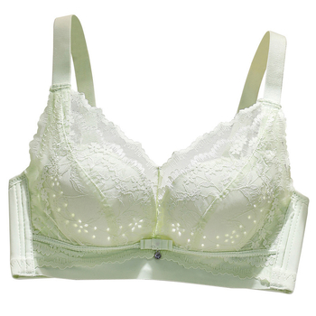 Дантелена безжична бюстгальтер с термо-чувствителни перфорирани чаши, push-up, 3/4 чашка, странична поддръжка