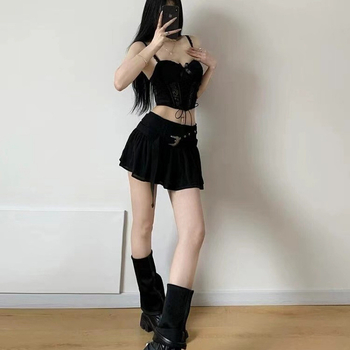 Top camisole pentru femei, bretele în formă de os de pește, strat interior dantelat, fibră acrilică, croială neregulată, stil urban 3/4