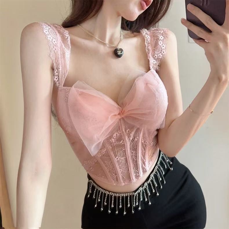 Bustier dantelat cu os de pește, material nylon-spandex, croială Slim, lungime scurtă 40–50 cm, model solid, bretele neremovabile