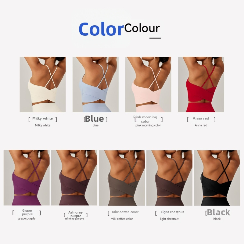 Jogos viršūnė su įmontuotais puodeliais, smūgių sugeriantis, kvėpuojantis nugaros dizainas, krūties pagalvėlė, moterims skirta sportinė apranga (Audinys: Nailonas 79% + Spandeks 21%; Puodelio tipas: Pilnas; Puodelio forma: Plona; Dirželiai: Fiksuoti dvigub