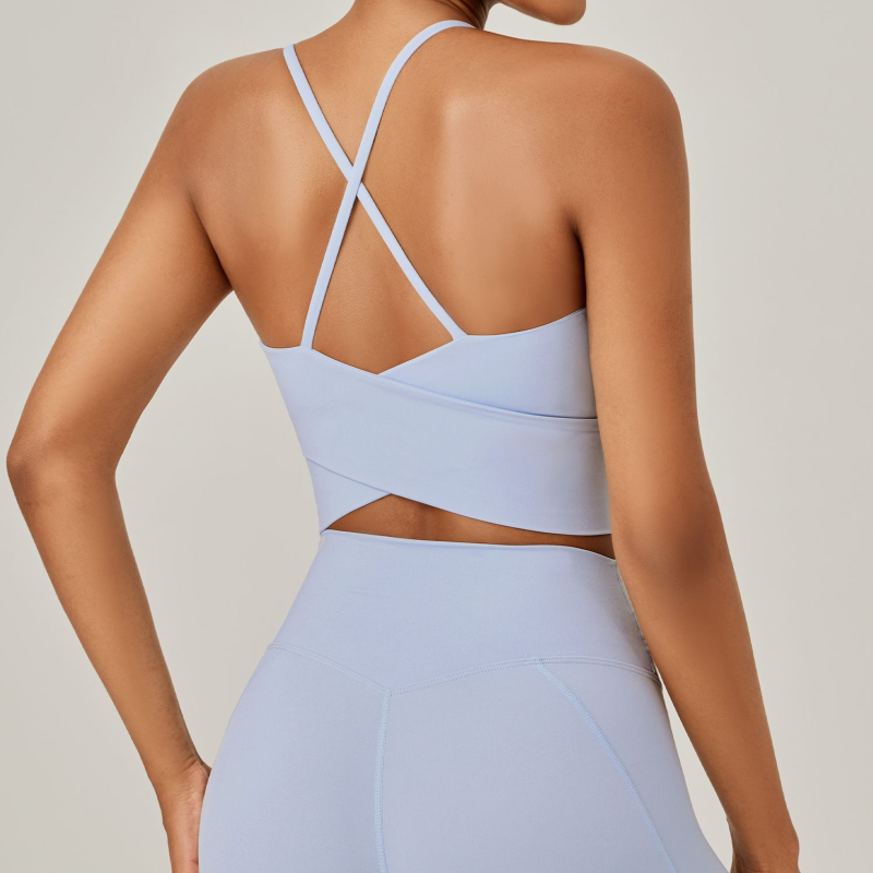 Jogos viršūnė su įmontuotais puodeliais, smūgių sugeriantis, kvėpuojantis nugaros dizainas, krūties pagalvėlė, moterims skirta sportinė apranga (Audinys: Nailonas 79% + Spandeks 21%; Puodelio tipas: Pilnas; Puodelio forma: Plona; Dirželiai: Fiksuoti dvigub