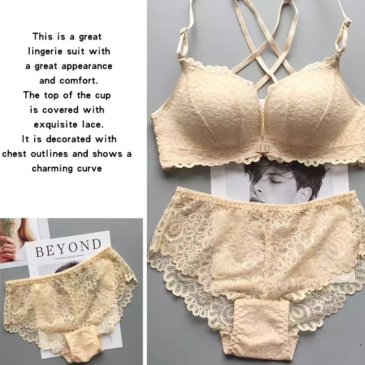 Mezgininė liemenėlė su atviru nugara, push-up, priekinis užsegimas, 3/4 kuprai, puodelio formos: viršuje plonas, apačioje storesnė, nailono pamušalas