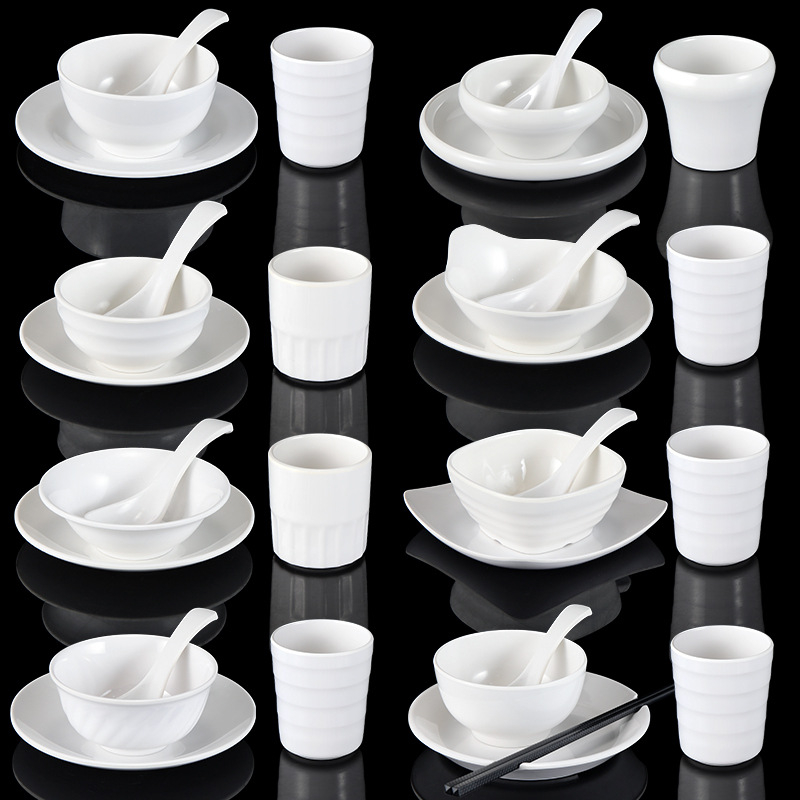 Četverodijelni melaminski set posuđa od melamina, ovalni oblik, jednostavan uzorak, moderan minimalistički stil