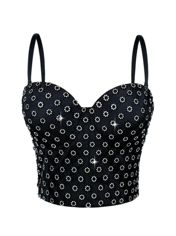 Camisola s rhinestones i ribljim kostom, sling stil, uski kroj, odvojive ramene, poliester