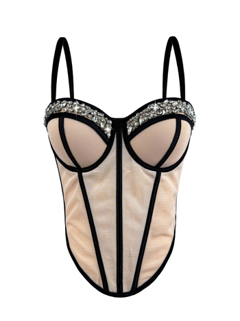 Montisha korsetski cami sling stil, uski kroj, poliester, odvojive naramenice, dizajn fishbone