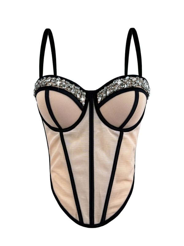Montisha korsetski cami sling stil, uski kroj, poliester, odvojive naramenice, dizajn fishbone